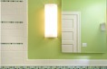 Subway tile and glass tile with pencil tile detail.
