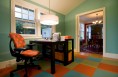 The home office connects with the original house and the kitchen.